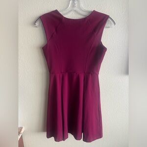 Susan Monaco Maroon Burgundy Wine Tiffany Style Pleated Midi Dress Size: Small
